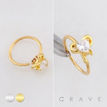 HEART CZ RIBBON NOSE HOOP 316L SURGICAL STEEL